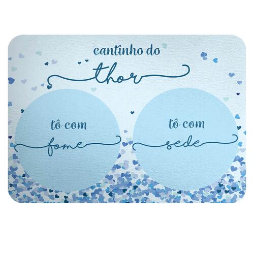 Kit Para o Pet Cora��es Azuis: Bandana + Plaquinha + Tapete para Refei��es