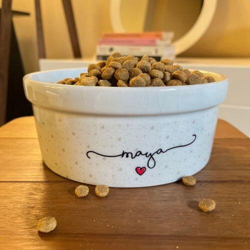Kit Comedouro e Bebedouro de Cerâmica com Nome do Pet - Coleção Patinha