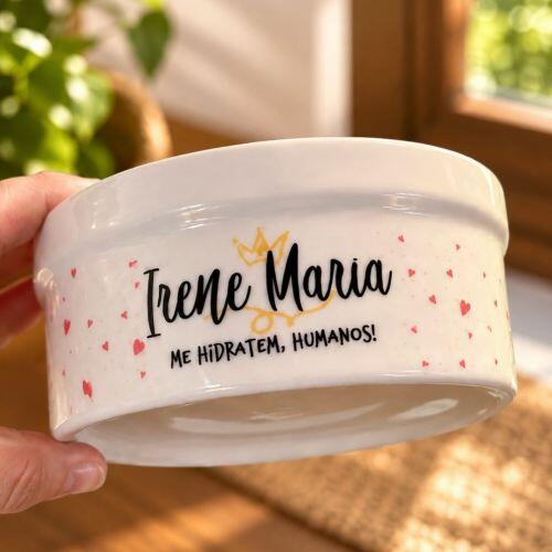 Kit Comedouro e Bebedouro de Cer�mica com Nome do Pet Pr�ncipe ou Princesa