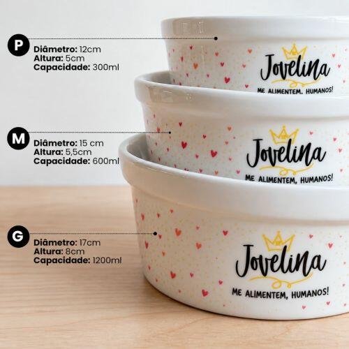 Kit Comedouro e Bebedouro de Cer�mica com Nome do Pet Pr�ncipe ou Princesa