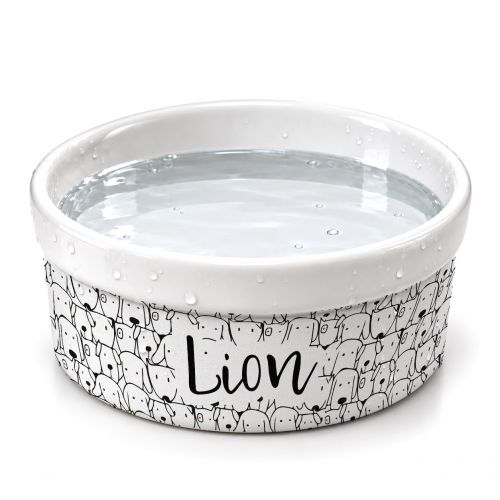 Kit Comedouro e Bebedouro de Cer�mica com Nome do Cachorro - Cachorrada