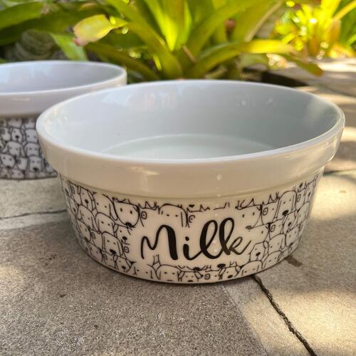 Kit Comedouro + Bebedouro Personalizados Com o Nome do Pet - Dupla de Tigelas de Cer�mica para C�es - Cachorrada
