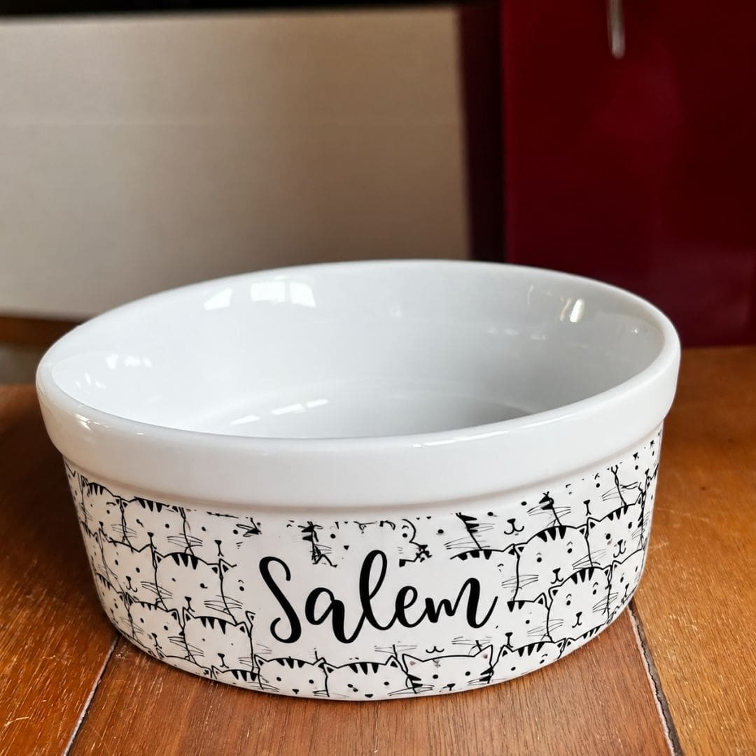 Comedouro ou Bebedouro de Cerâmica Personalizado para Gatos - Gataria