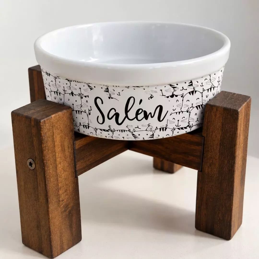 Comedouro ou Bebedouro de Cerâmica Personalizado para Gatos - Gataria