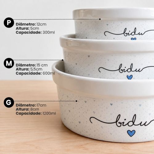 Comedouro ou Bebedouro de Cer�mica Personalizado - Cole��o Patinha