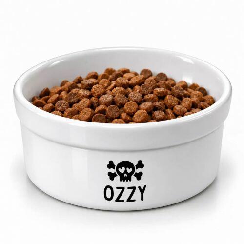 Comedouro ou Bebedouro de Cer�mica Personalizado - Caveira