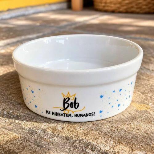 Comedouro ou Bebedouro de Cer�mica Personalizado - Pr�ncipe ou Princesa