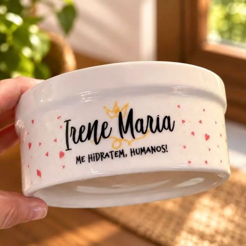 Comedouro ou Bebedouro de Cer�mica Personalizado - Pr�ncipe ou Princesa
