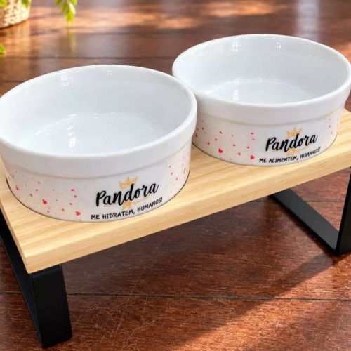 Comedouro ou Bebedouro de Cer�mica Personalizado - Pr�ncipe ou Princesa
