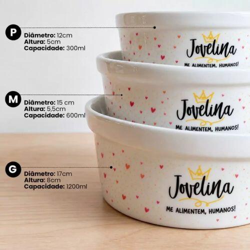 Comedouro ou Bebedouro de Cer�mica Personalizado - Pr�ncipe ou Princesa
