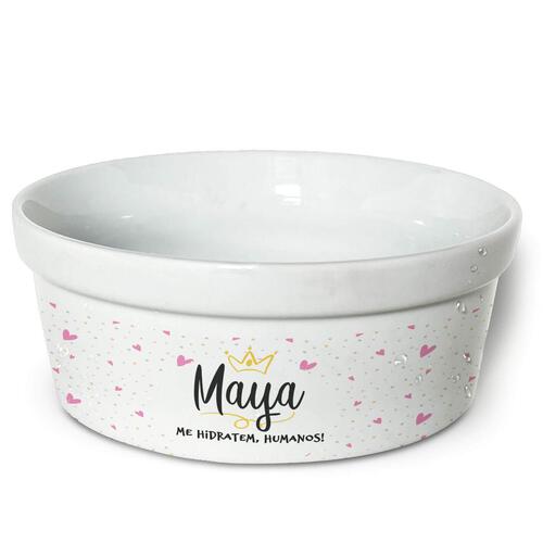 Bebedouro Cer�mica Personalizado Nome do Pet - Tigela Pr�ncipe ou Princesa