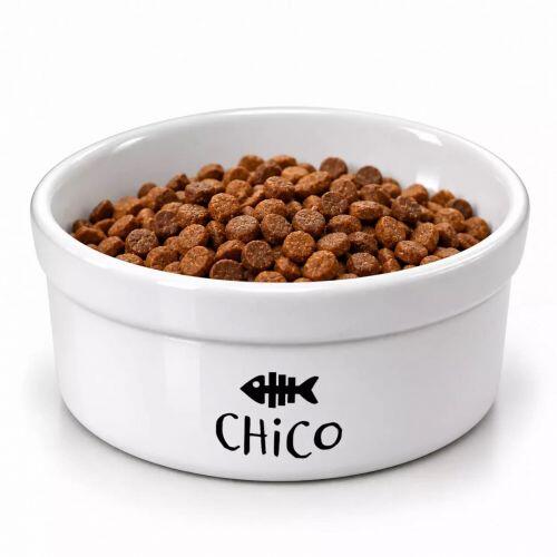 Comedouro Personalizado Com o Nome do Pet - Tigela de Cer�mica para Gatos - Preto e Branco