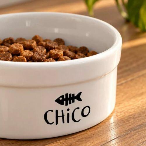 Comedouro Personalizado Com o Nome do Pet - Tigela de Cer�mica para Gatos - Preto e Branco
