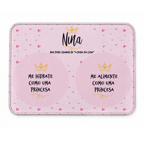 Kit Comedouro + Bebedouro + Tapete Personalizados Com o Nome do Pet - Pr�ncipe ou Princesa