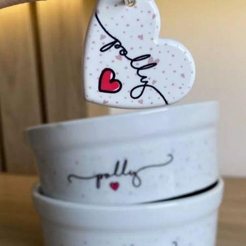 Kit Comedouro + Bebedouro + Tapete Personalizados Com o Nome do Pet - Coleção Patinha