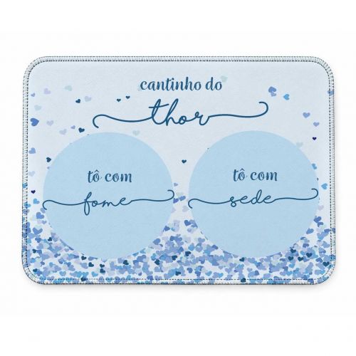 Kit Comedouro + Bebedouro + Tapete Personalizados Com o Nome do Pet - Cora��es Azuis ou Rosas Rosas