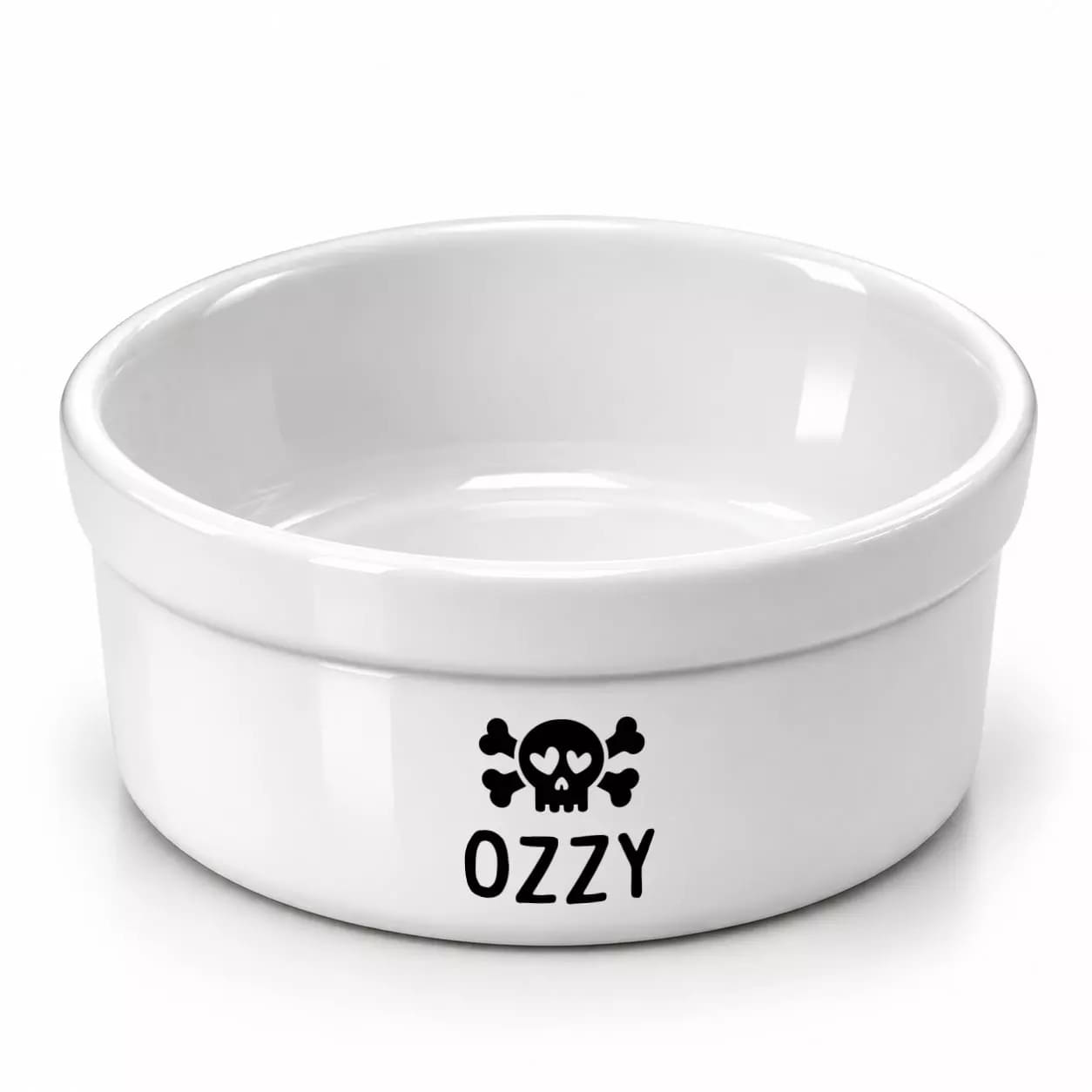 Kit Comedouro + Bebedouro + Tapete Personalizados Com o Nome do Pet - Caveiras
