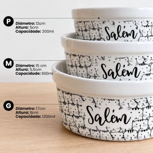 Kit Comedouro + Bebedouro + Tapete Personalizados Com o Nome do Pet - Gataria
