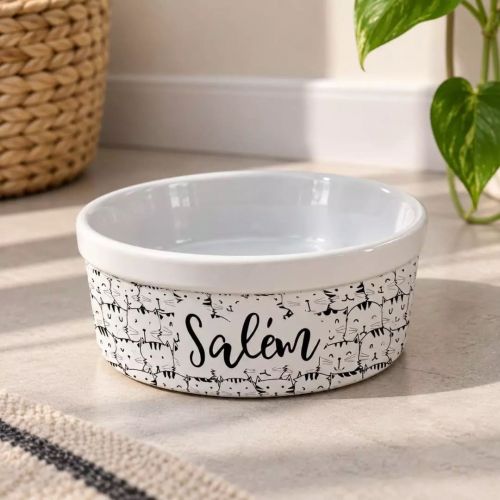 Kit Comedouro + Bebedouro + Tapete Personalizados Com o Nome do Pet - Gataria