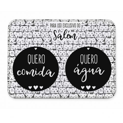 Kit Comedouro + Bebedouro + Tapete Personalizados Com o Nome do Pet - Gataria
