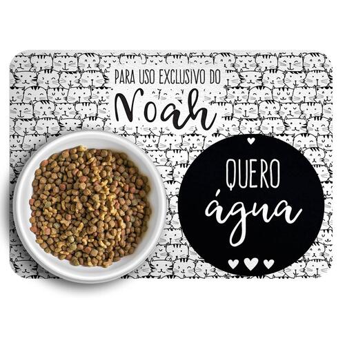 Kit Comedouro + Bebedouro + Tapete Personalizados Com o Nome do Pet - Gataria