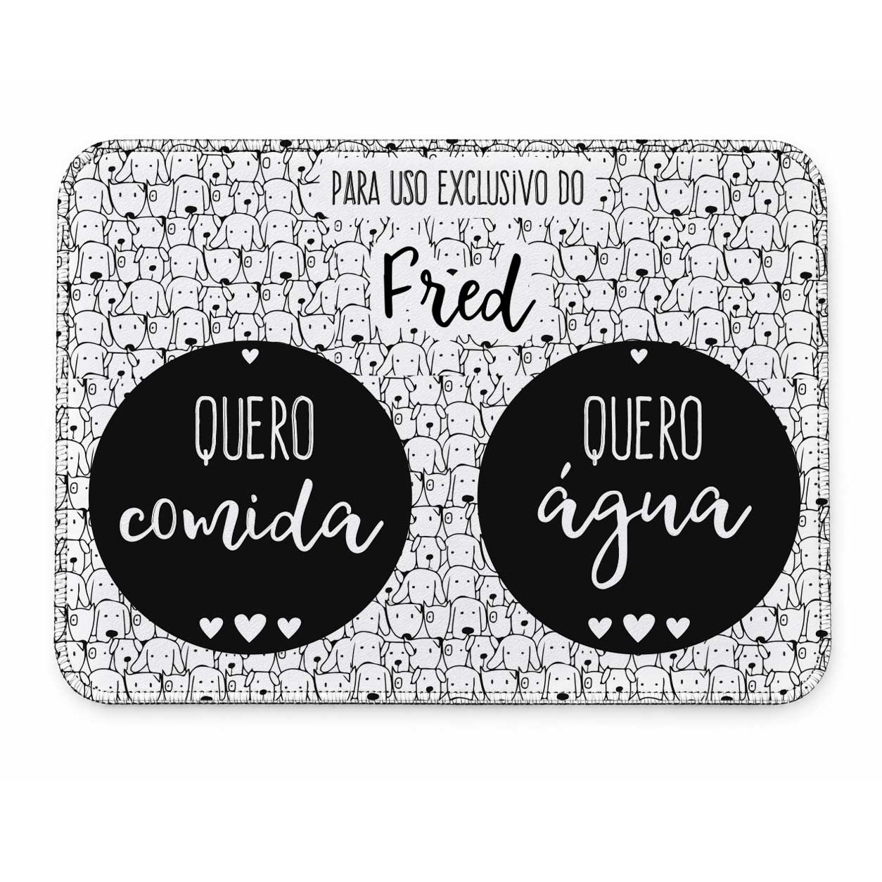 Kit Comedouro + Bebedouro + Tapete Personalizados Com o Nome do Pet - Cachorrada