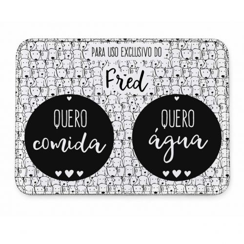 Kit Comedouro + Bebedouro + Tapete Personalizados Com o Nome do Pet - Cachorrada
