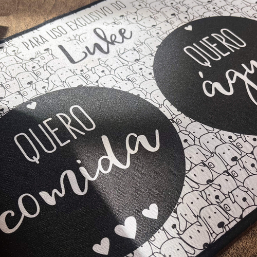 Kit Comedouro + Bebedouro + Tapete Personalizados Com o Nome do Pet - Cachorrada