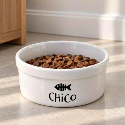 Kit Comedouro + Bebedouro + Tapete Personalizados para Cachorro - Preto e branco