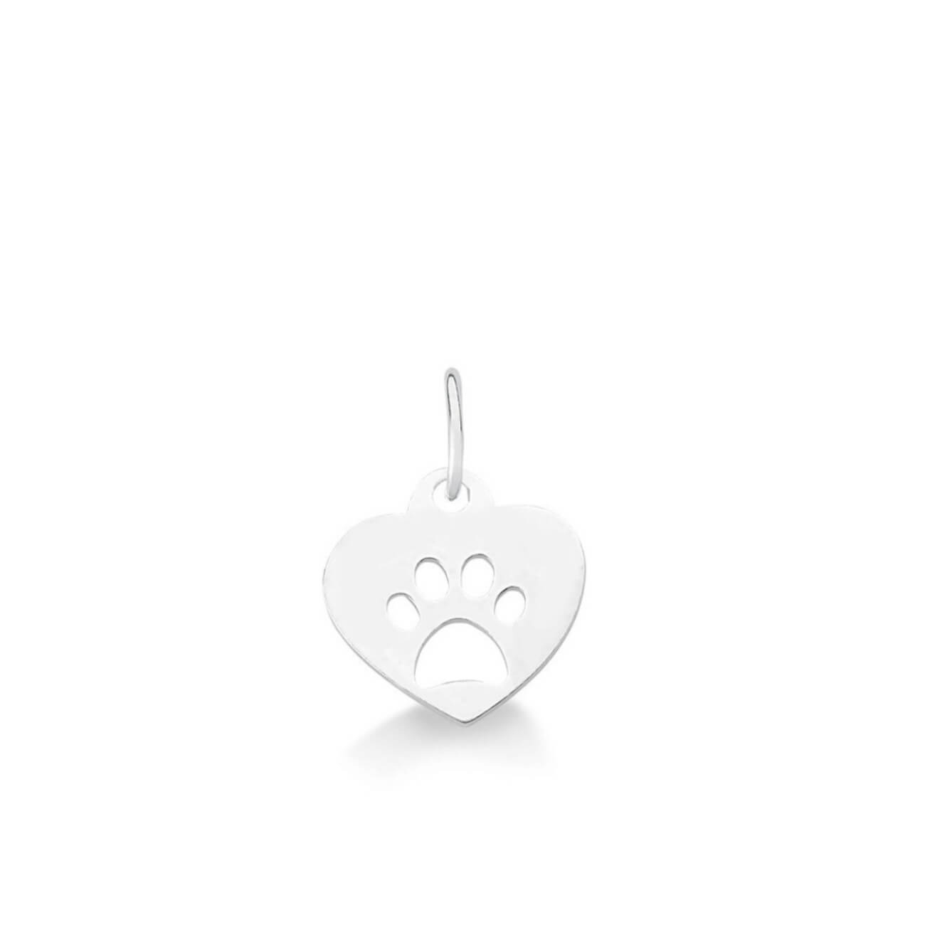 Colar de Prata Coração Patinha - Prata 925 - 45cm