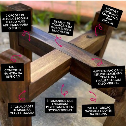 Suporte de Elevação para Comedouros - Cor Escura