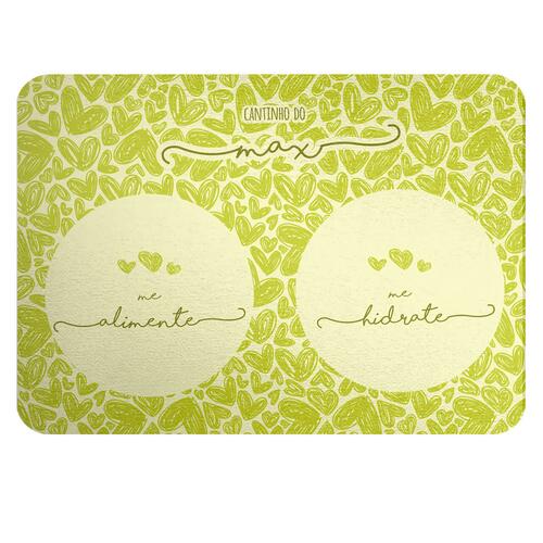 Tapete para Comedouro Personalizado Tr�s Cora��es - Verde