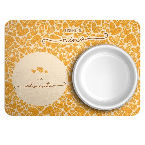 Tapete para Comedouro Personalizado Tr�s Cora��es - Laranja