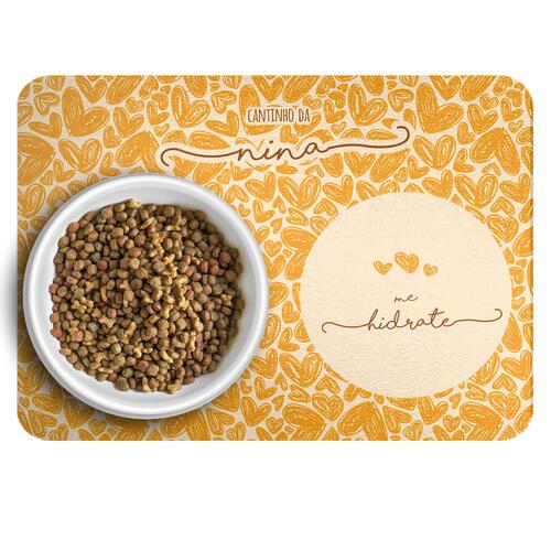 Tapete para Comedouro Personalizado Tr�s Cora��es - Laranja
