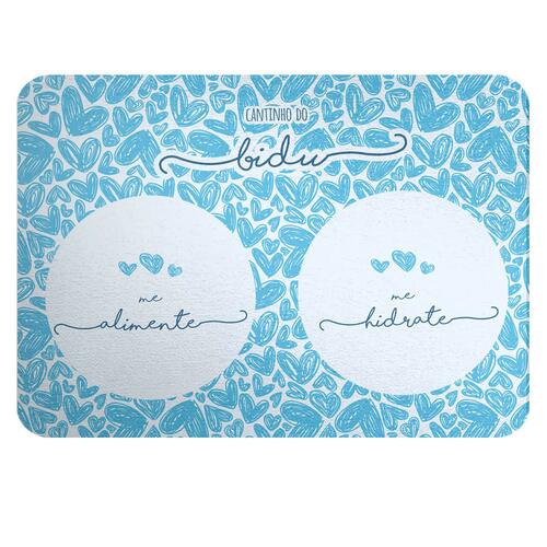 Tapete para Comedouro Personalizado Tr�s Cora��es - Azul