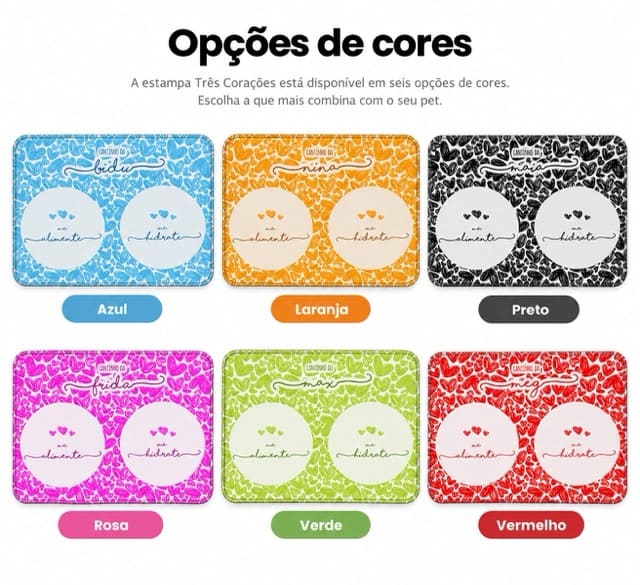 Tapete Duplo Antiderrapante Personalizado para Comedouro e Bebedouro - Três Corações