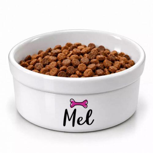 Comedouro Personalizado Com o Nome do Pet - Osso ou Peixe  - Escolha a Cor