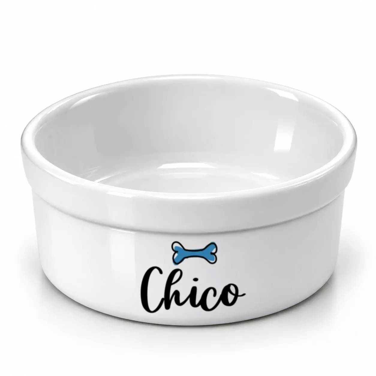 Comedouro Personalizado Com o Nome do Pet - Osso ou Peixe - Escolha a Cor