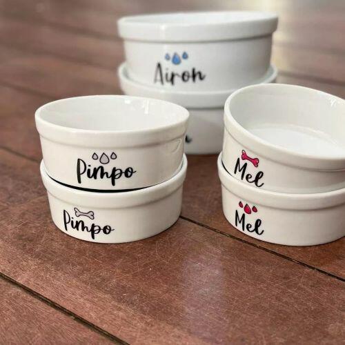 Bebedouro Personalizado Com o Nome do Pet - Gotas ou Ondas - Escolha a Cor