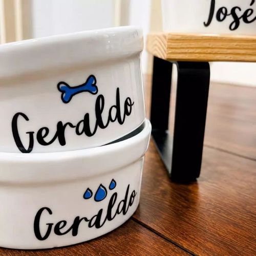 Bebedouro Personalizado Com o Nome do Pet - Gotas ou Ondas - Escolha a Cor