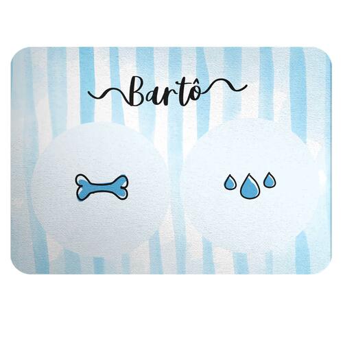 Tapete para Comedouro Personalizado Listras Azuis - Escolha os �cones