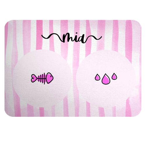 Tapete para Comedouro Personalizado Listras Rosas - Escolha os �cones