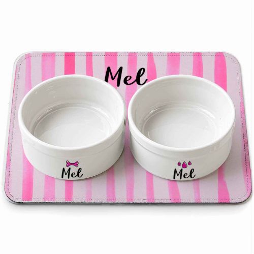 Kit Comedouro + Bebedouro + Tapete Personalizados para Pets -  Escolha os �cones e a Cor