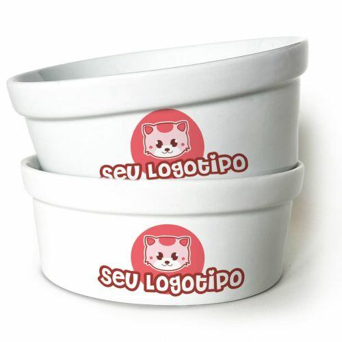 Kit Comedouro + Bebedouro Personalizados Com o Seu Logotipo
