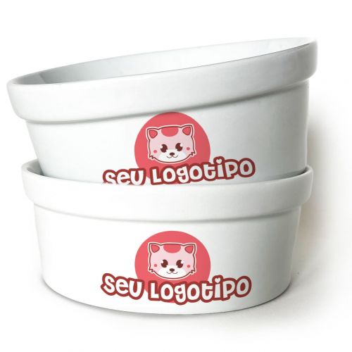 Kit Comedouro + Bebedouro + Tapete Personalizados com o Seu Logotipo