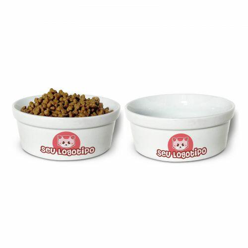 Kit Comedouro + Bebedouro + Tapete Personalizados com o Seu Logotipo