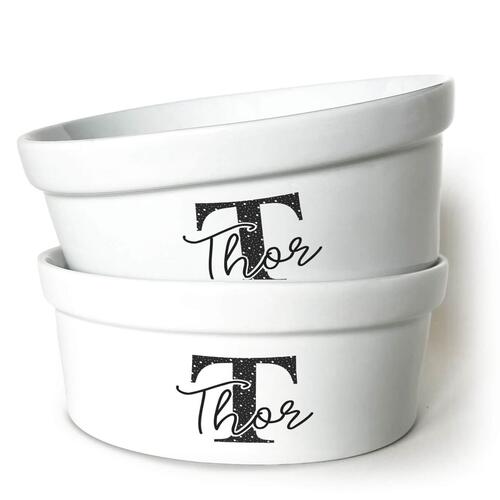 Kit Comedouro + Bebedouro Personalizados Monograma - Escolha a Cor - 8 cores dispon�veis