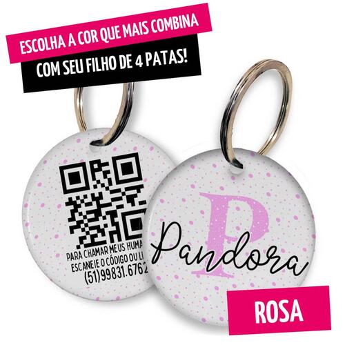 Placa de Identifica��o com Telefone e QR Code - Monograma - Escolha a Cor - 8 cores dispon�veis