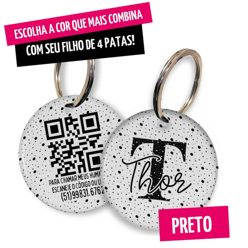 Placa de Identifica��o com Telefone e QR Code - Monograma - Escolha a Cor - 8 cores dispon�veis