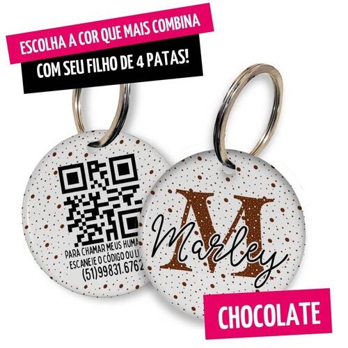 Placa de Identifica��o com Telefone e QR Code - Monograma - Escolha a Cor - 8 cores dispon�veis